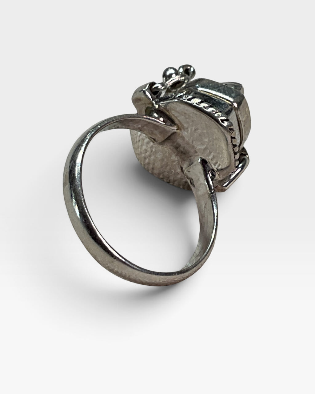 Sterling Silver Natural Black Onyx Gemstone Poison Ring