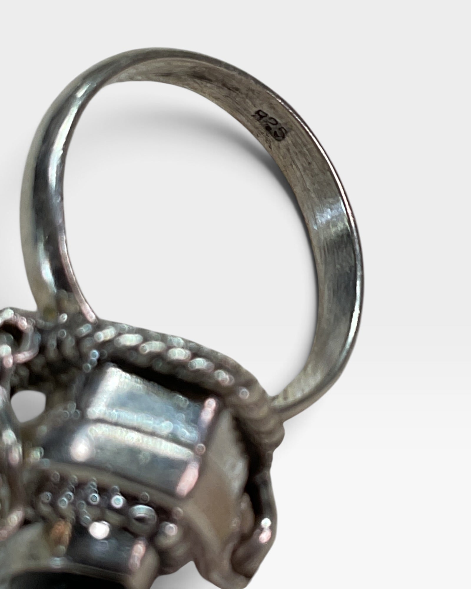 Sterling Silver Natural Black Onyx Gemstone Poison Ring