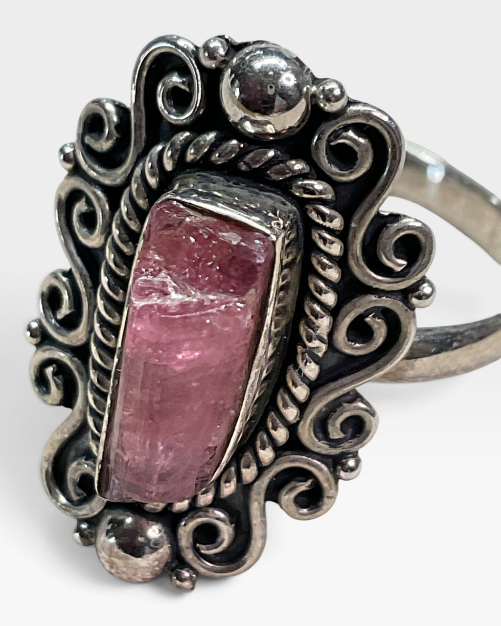 Sterling Silver Natural Elbaite Gemstone Ring