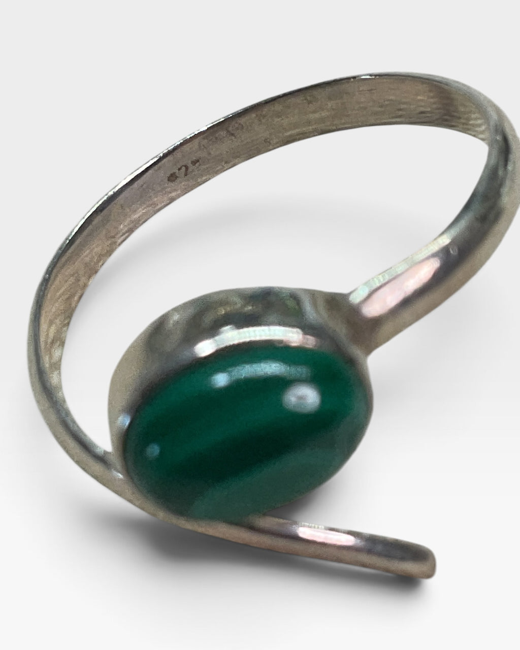 Sterling Silver Natural Malachite Gemstone Ring