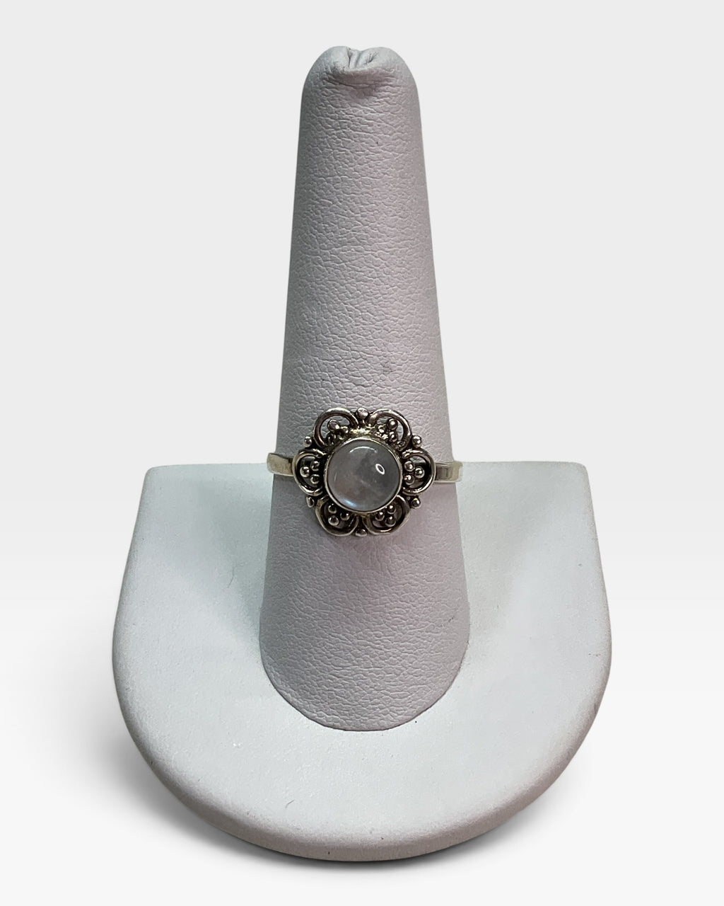 Sterling Silver Natural Rainbow  Moonstone Gemstone Ring