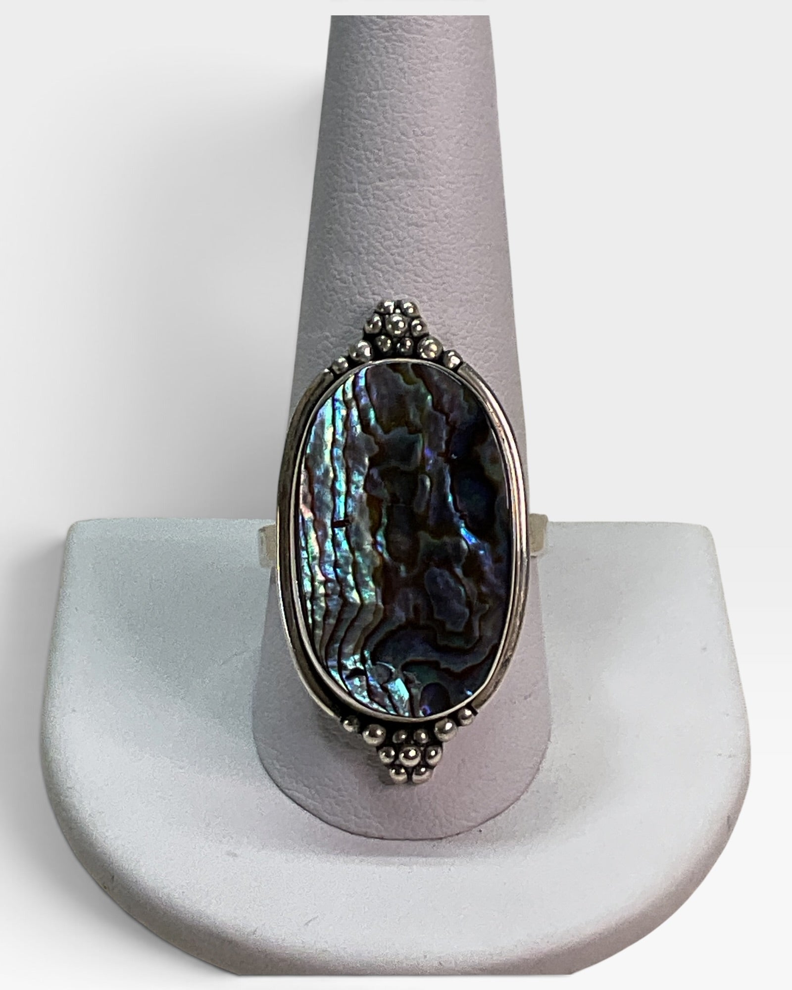 Sterling Silver Natural Abalone Gemstone Ring