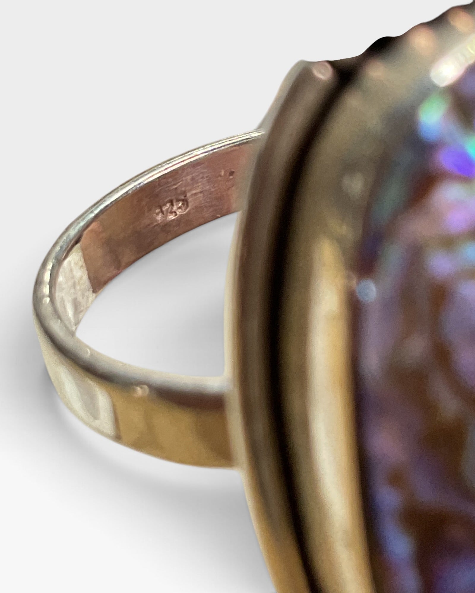 Sterling Silver Natural Abalone Gemstone Ring