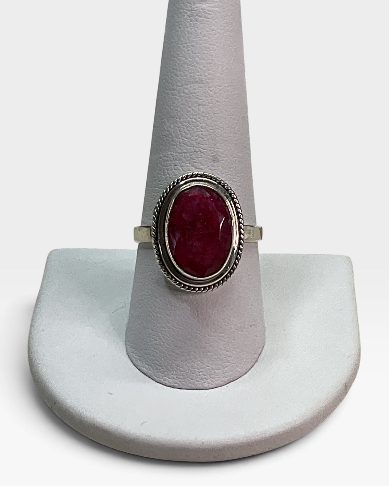 Sterling Silver Lab Rub Gemstone Ring
