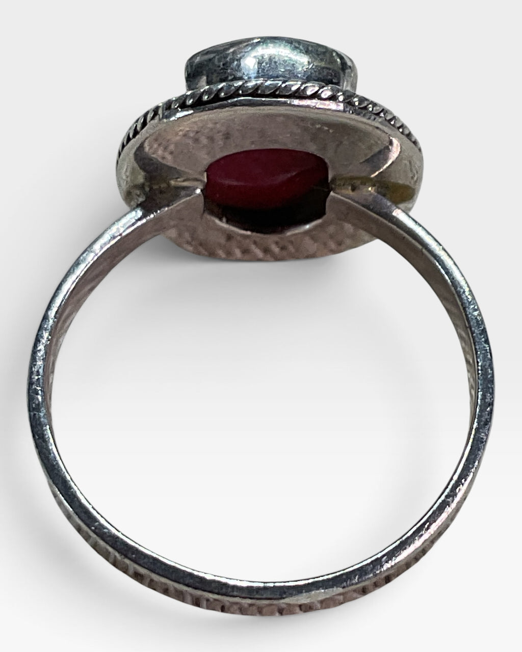 Sterling Silver Lab Rub Gemstone Ring