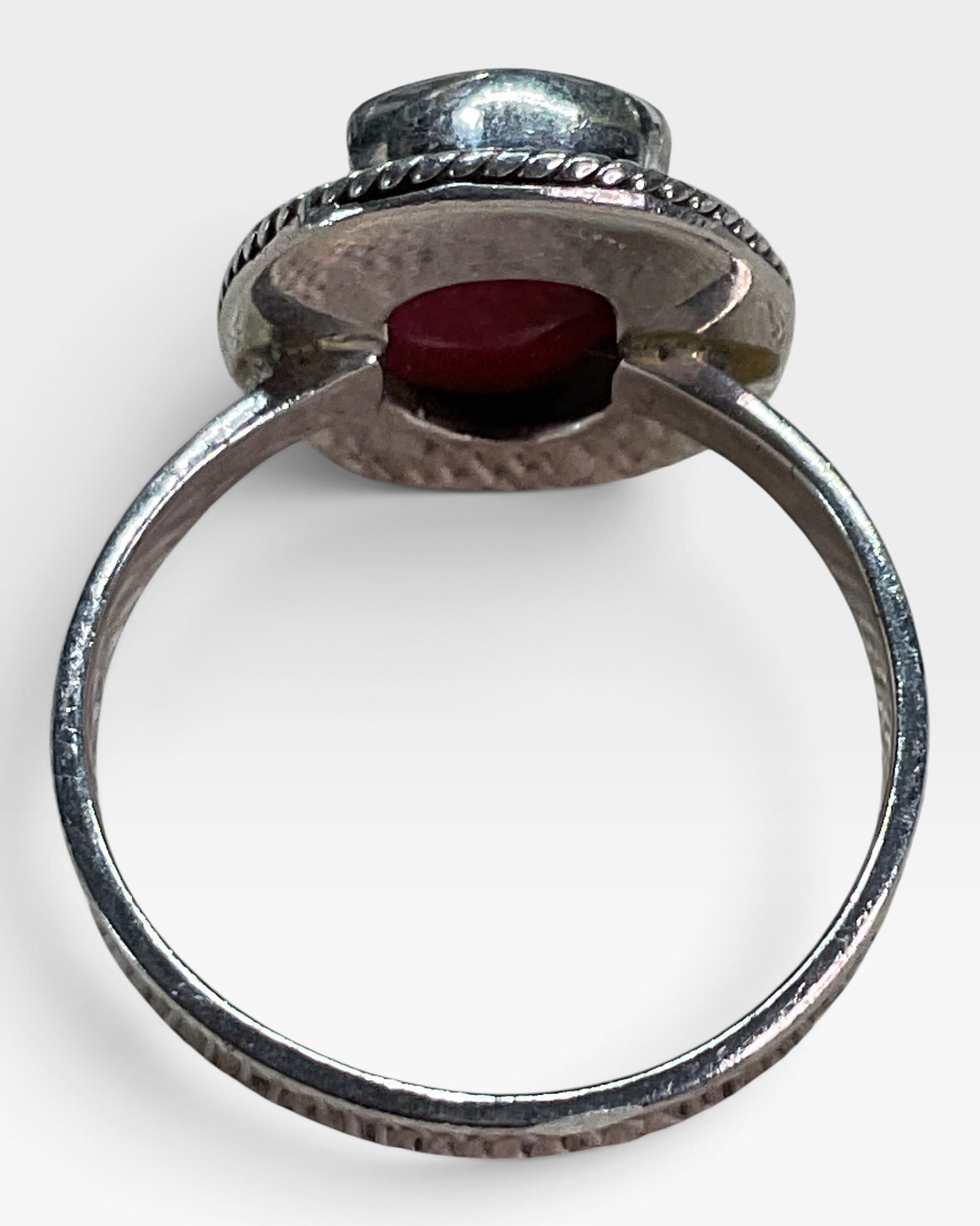 Sterling Silver Lab Rub Gemstone Ring