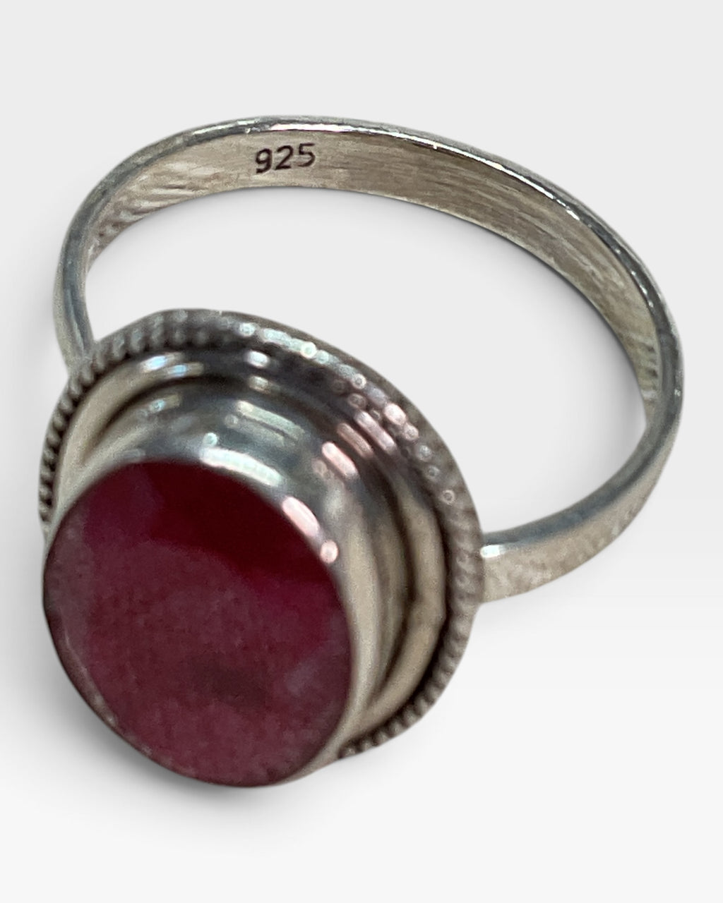 Sterling Silver Lab Rub Gemstone Ring