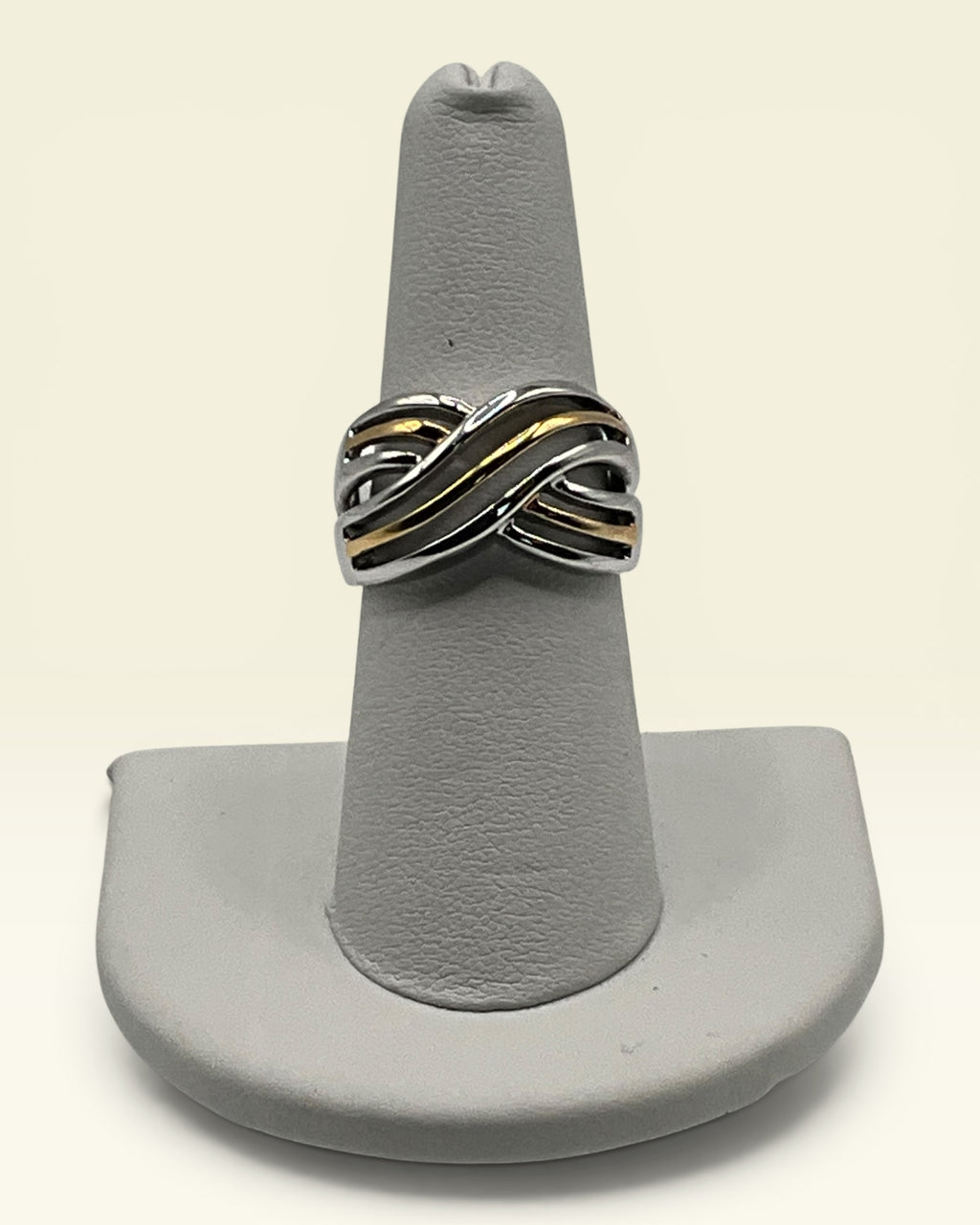 !Crossover RSC RS Covenant Two Tone Sterling Silver & Gold Overlay "X" Ring