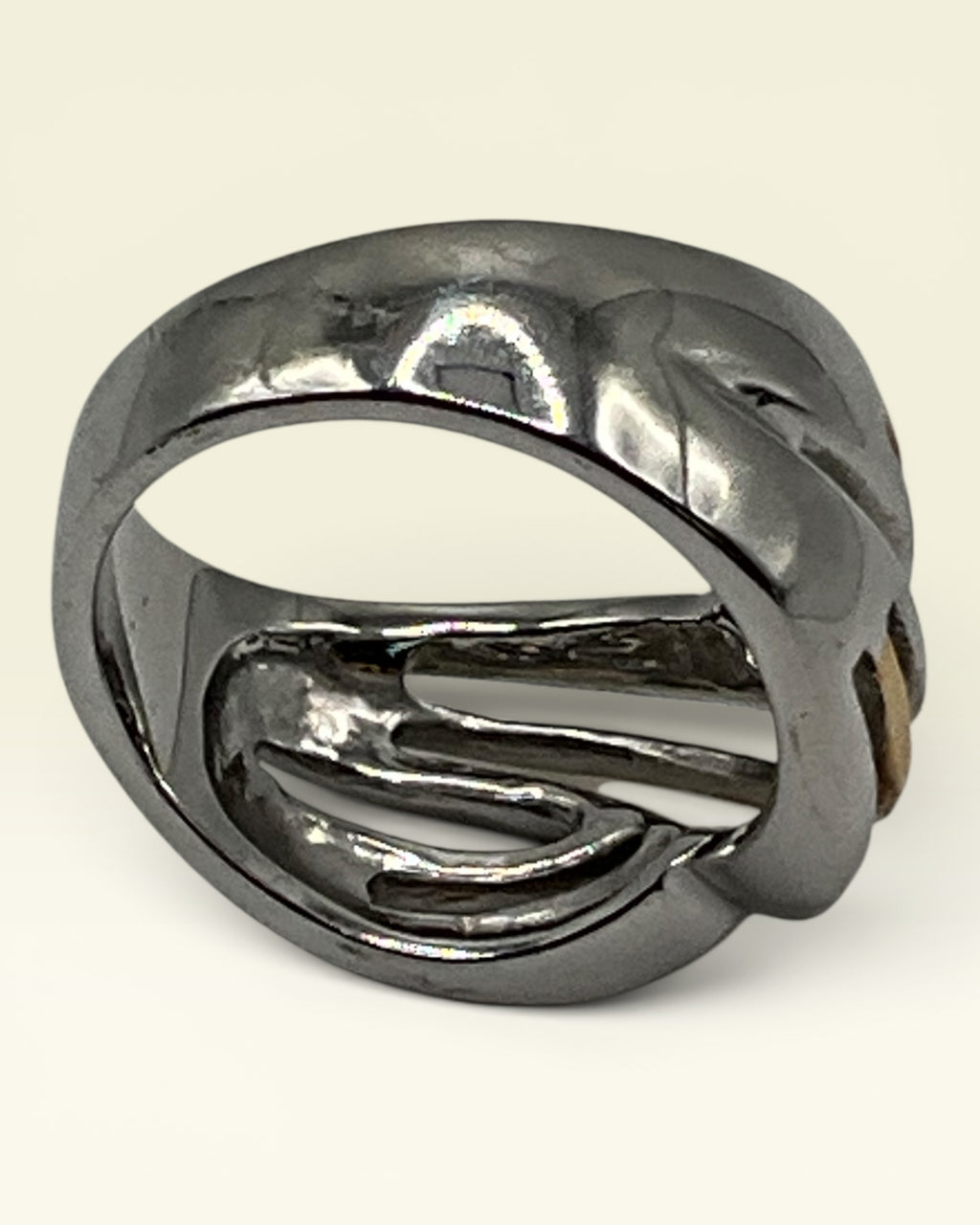 !Crossover RSC RS Covenant Two Tone Sterling Silver & Gold Overlay "X" Ring