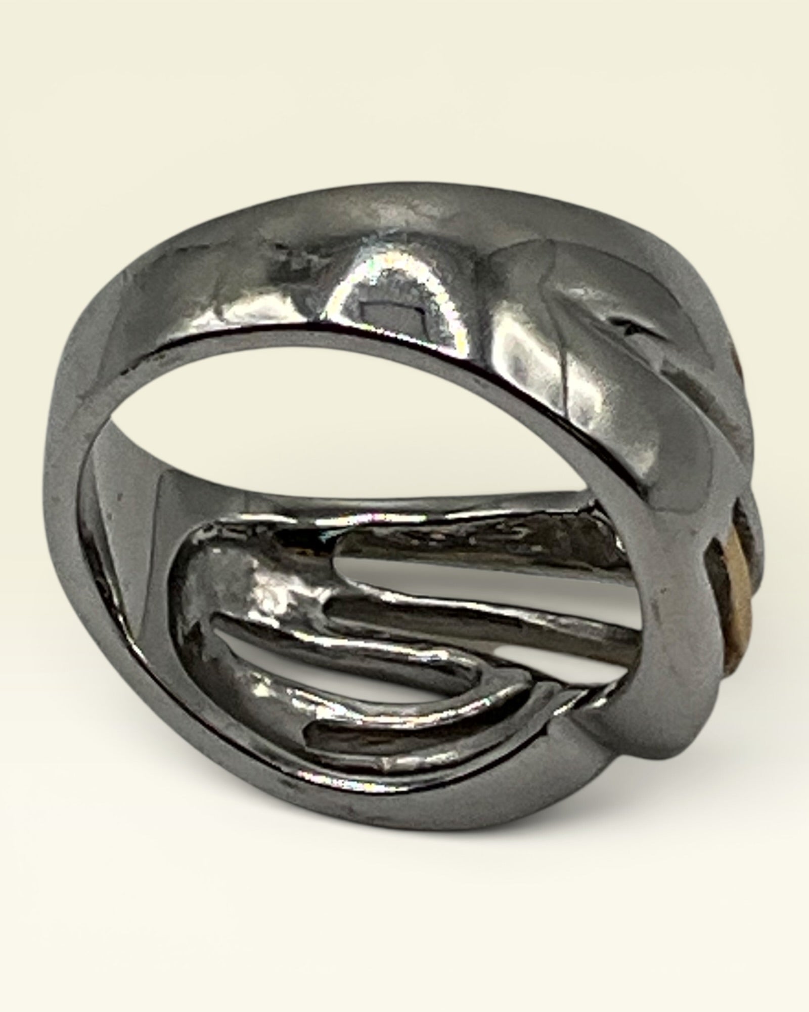!Crossover RSC RS Covenant Two Tone Sterling Silver & Gold Overlay "X" Ring