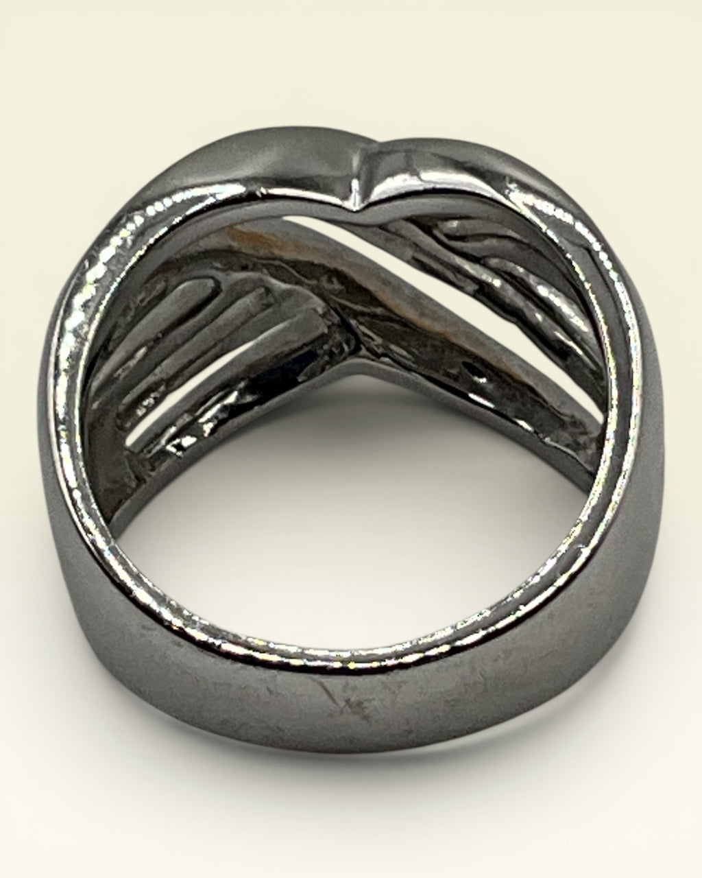 !Crossover RSC RS Covenant Two Tone Sterling Silver & Gold Overlay "X" Ring