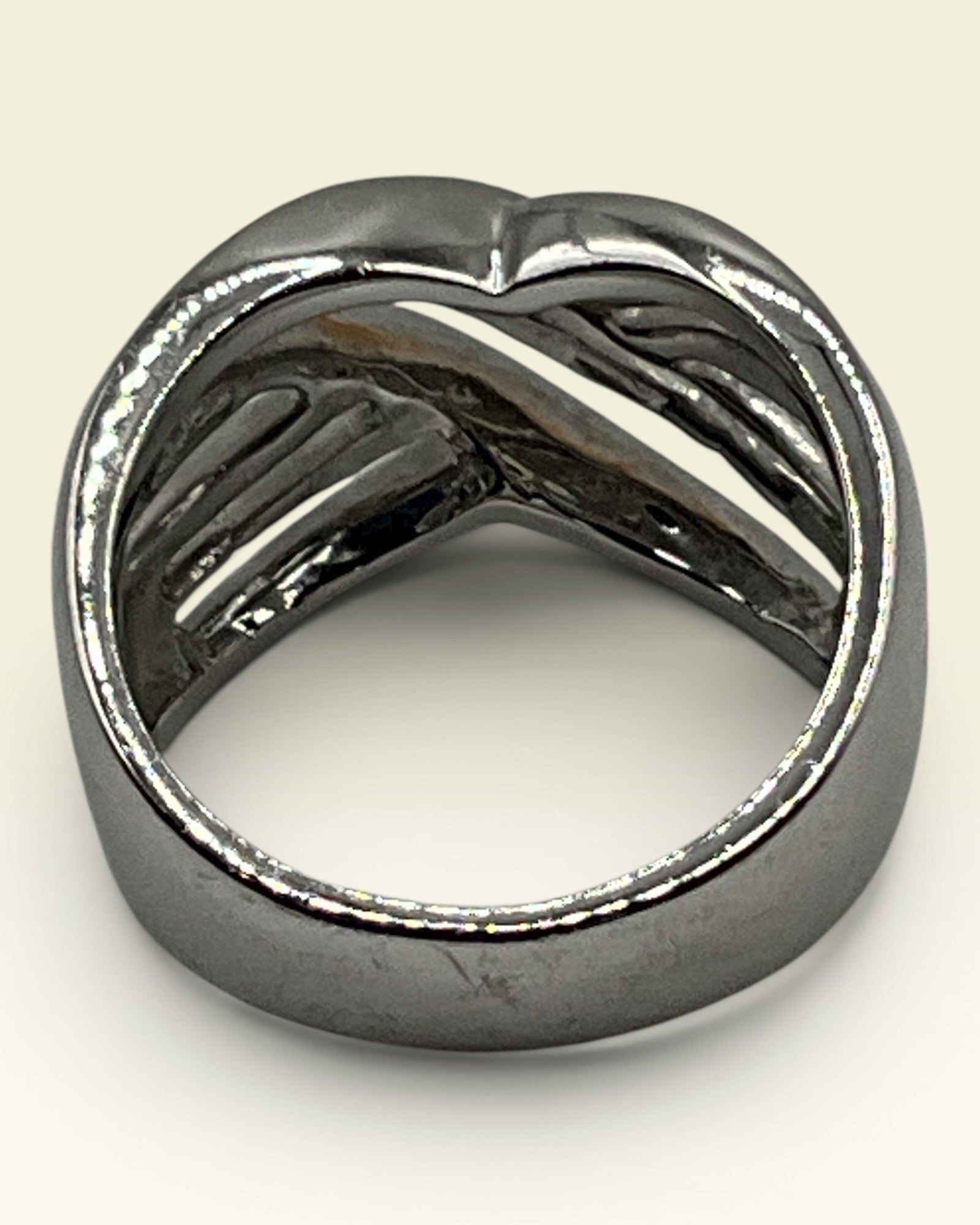 !Crossover RSC RS Covenant Two Tone Sterling Silver & Gold Overlay "X" Ring