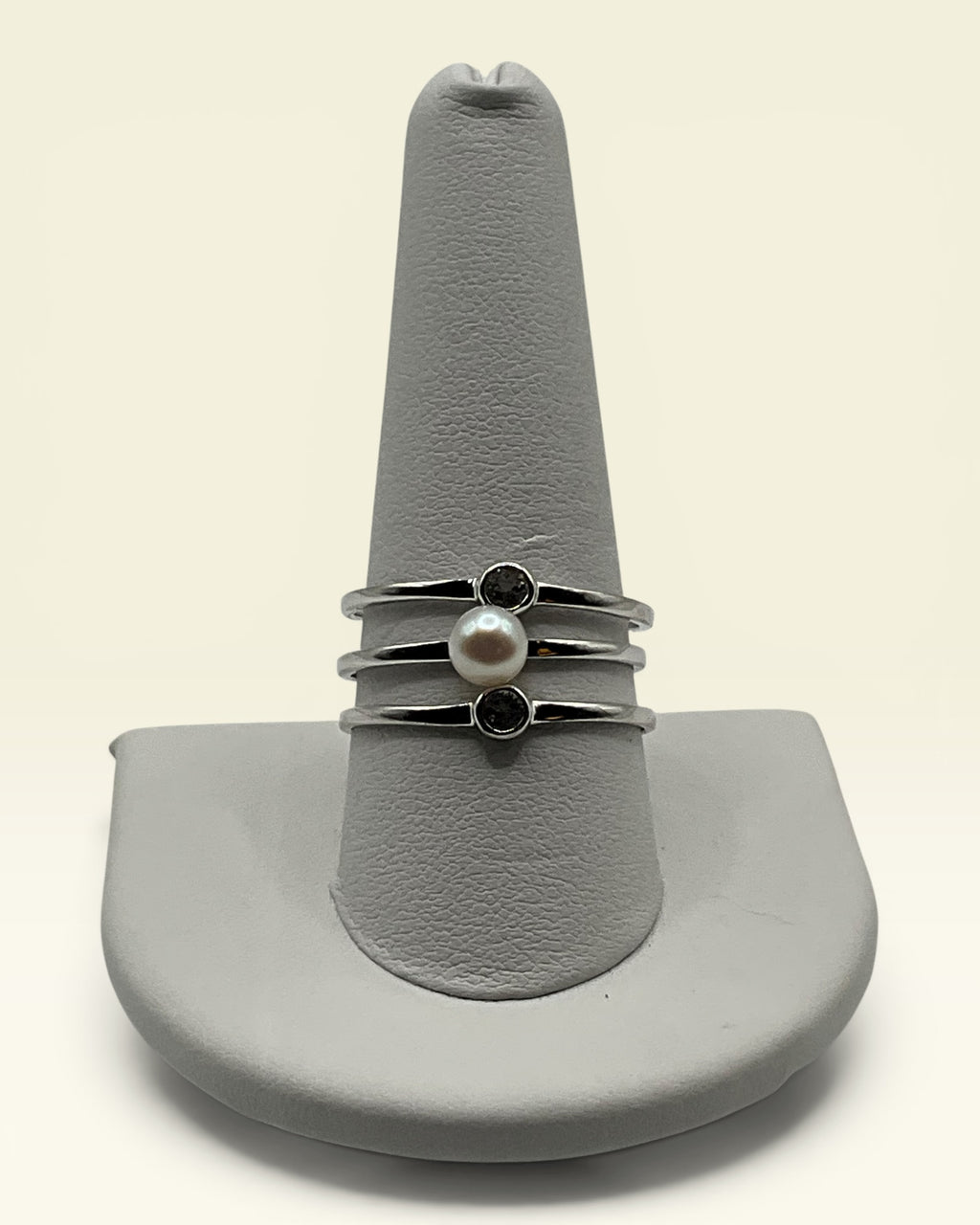 Contemporary Triple Band Pearl Ring - Estate Sale (Great Condition)