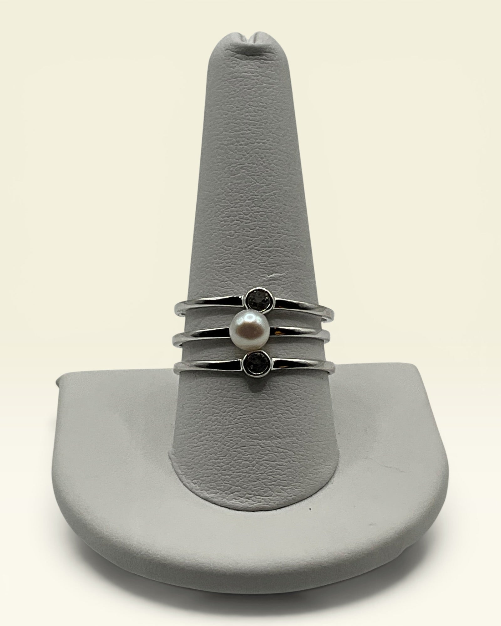 Contemporary Triple Band Pearl Ring - Estate Sale (Great Condition)