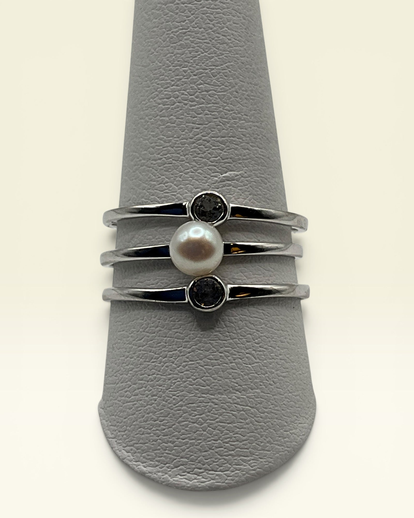 Contemporary Triple Band Pearl Ring - Estate Sale (Great Condition)