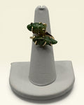 Sarah Coventry "Canada" Green Jasper Stone Bypass Ring - Estate Sale (Great Condition)