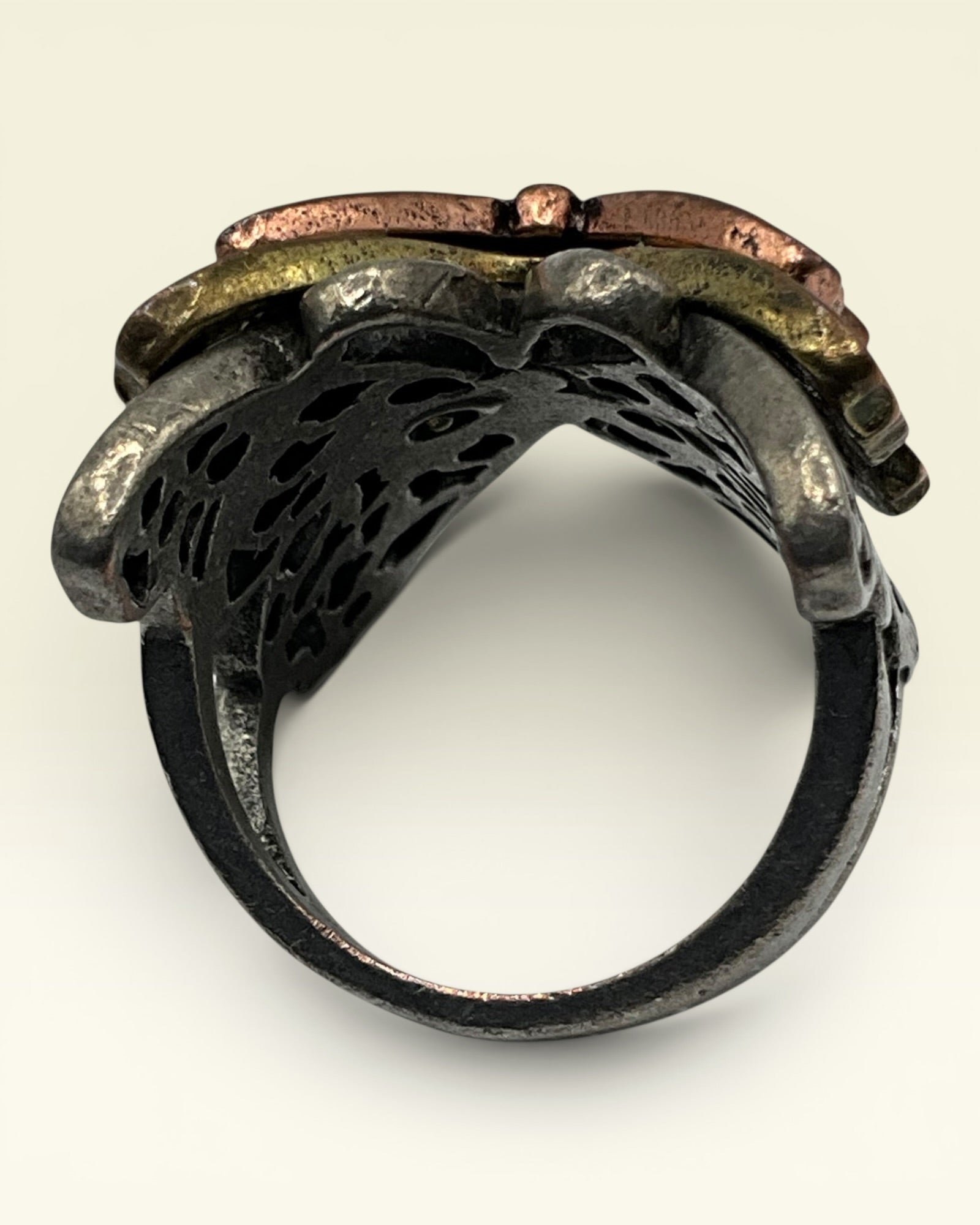 Vintage Steampunk Butterfly Ring Copper and Silver Tone - Estate Sale (Great Condition)