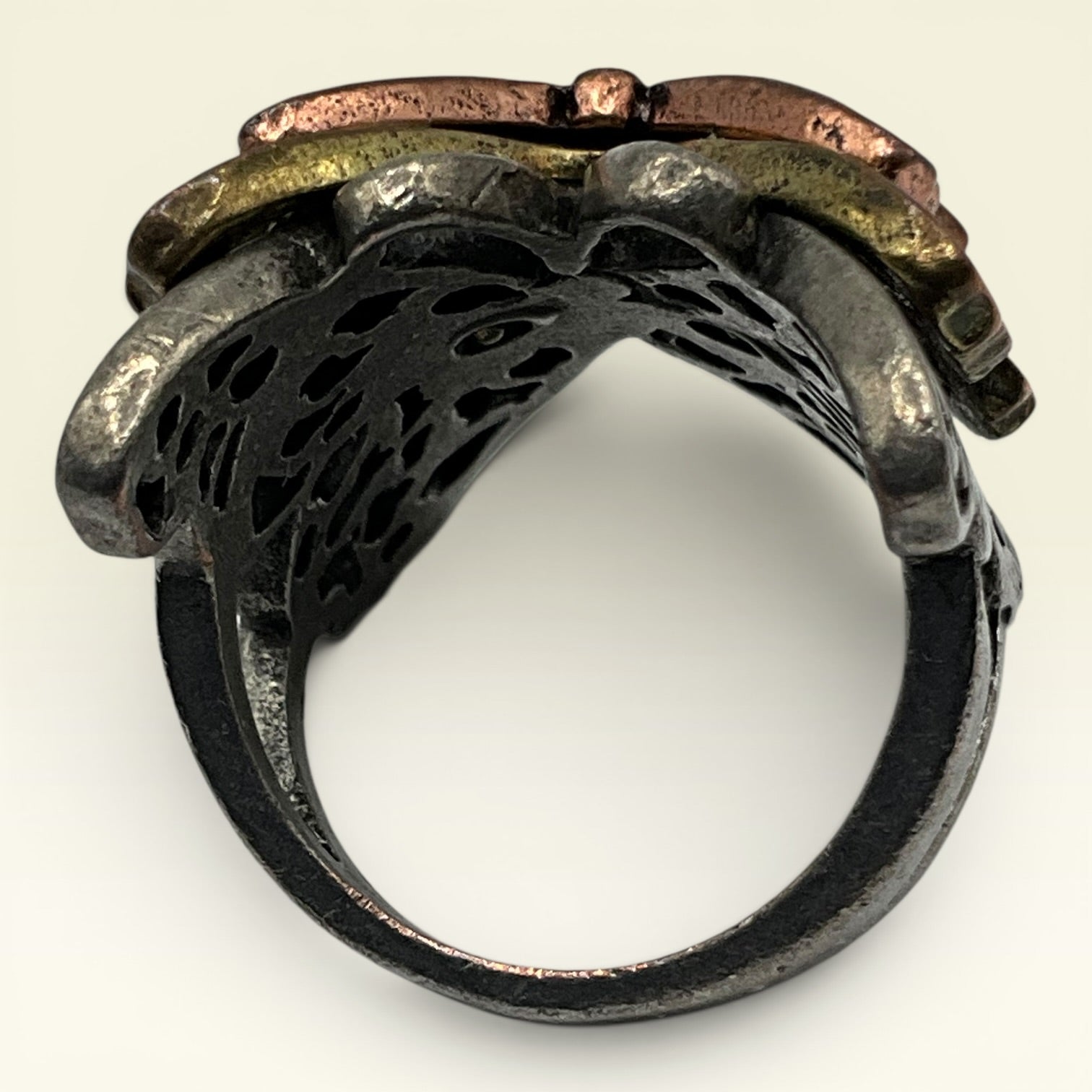 Vintage Steampunk Butterfly Ring Copper and Silver Tone - Estate Sale (Great Condition)