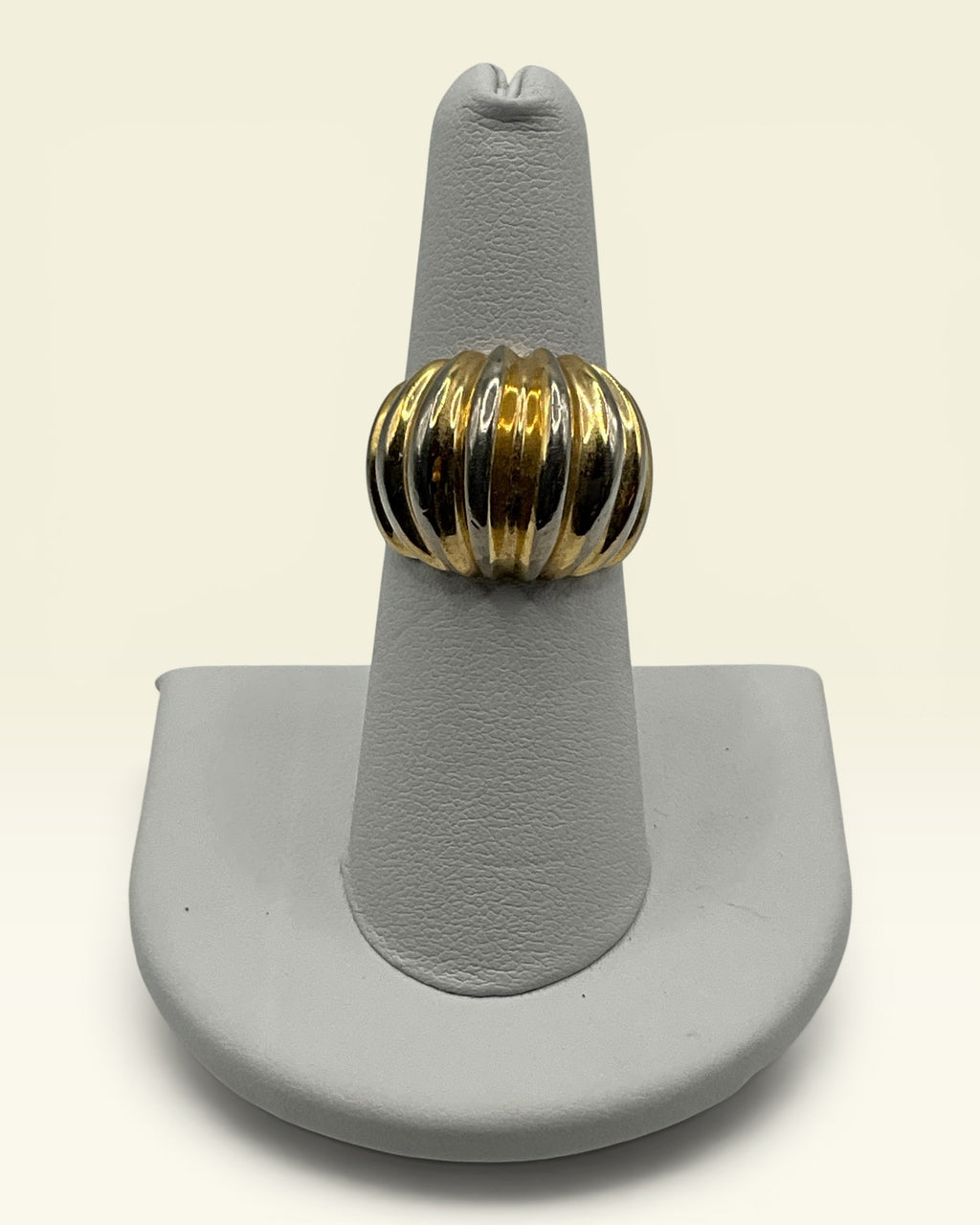 Joseph Esposito Gold Vermeil 14k GE Shell Ridged Dome Ring - Estate Sale (Great Condition)
