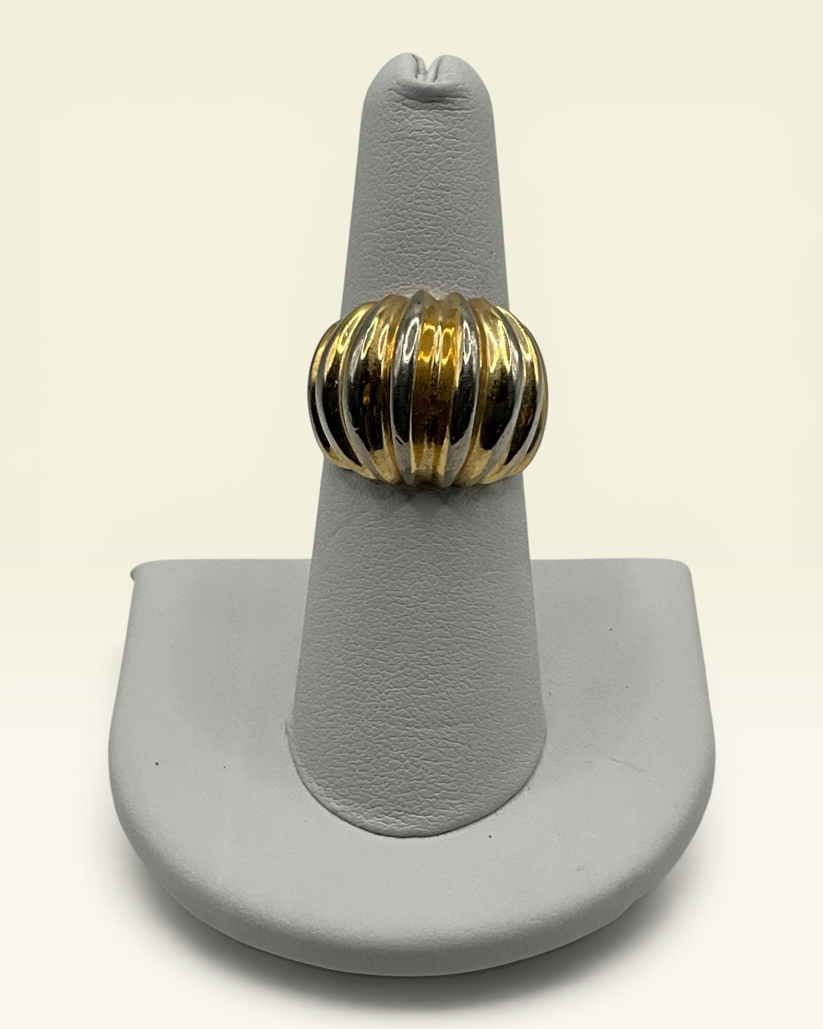 Joseph Esposito Gold Vermeil 14k GE Shell Ridged Dome Ring - Estate Sale (Great Condition)