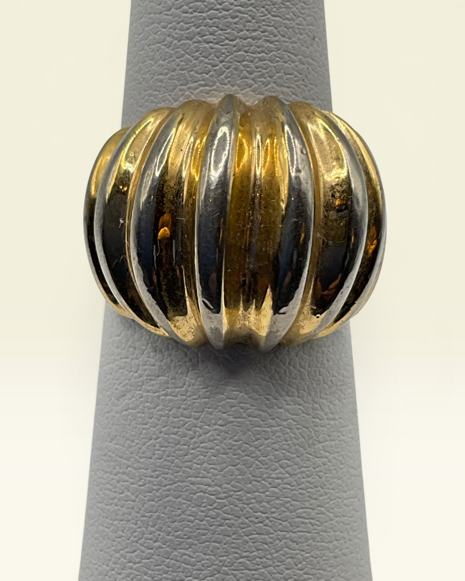 Joseph Esposito Gold Vermeil 14k GE Shell Ridged Dome Ring - Estate Sale (Great Condition)