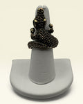Unsigned Avon Gunmetal Crocodile Wrap Ring – Pavé Crystal Alligator Statement Ring - Estate Sale (Great Condition)