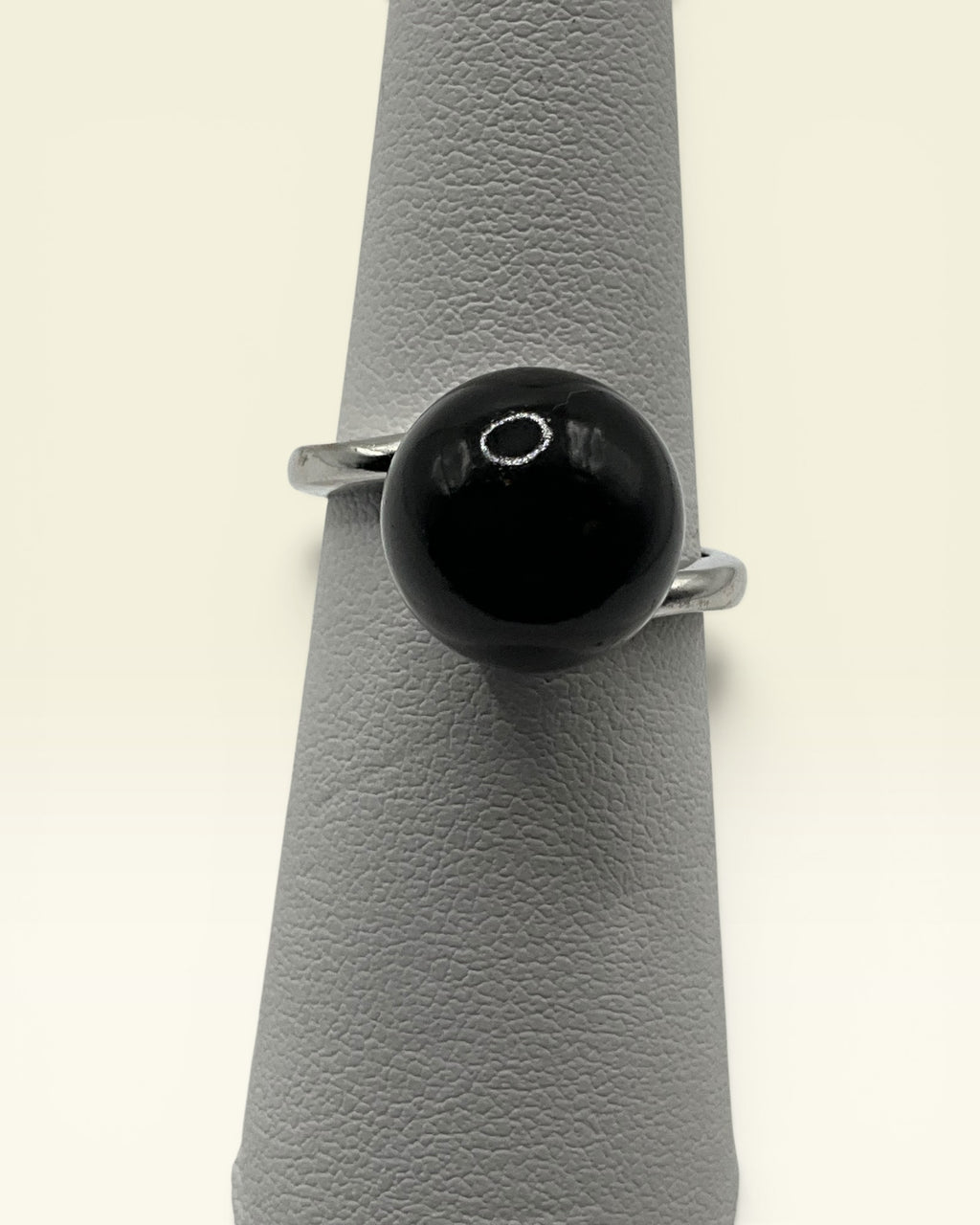 Modern Black Orb Statement Ring