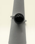 Modern Black Orb Statement Ring