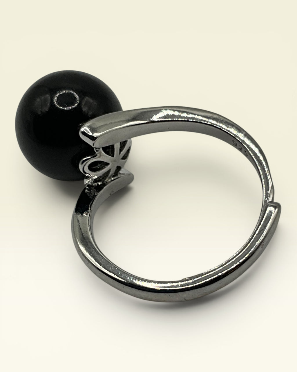 Modern Black Orb Statement Ring
