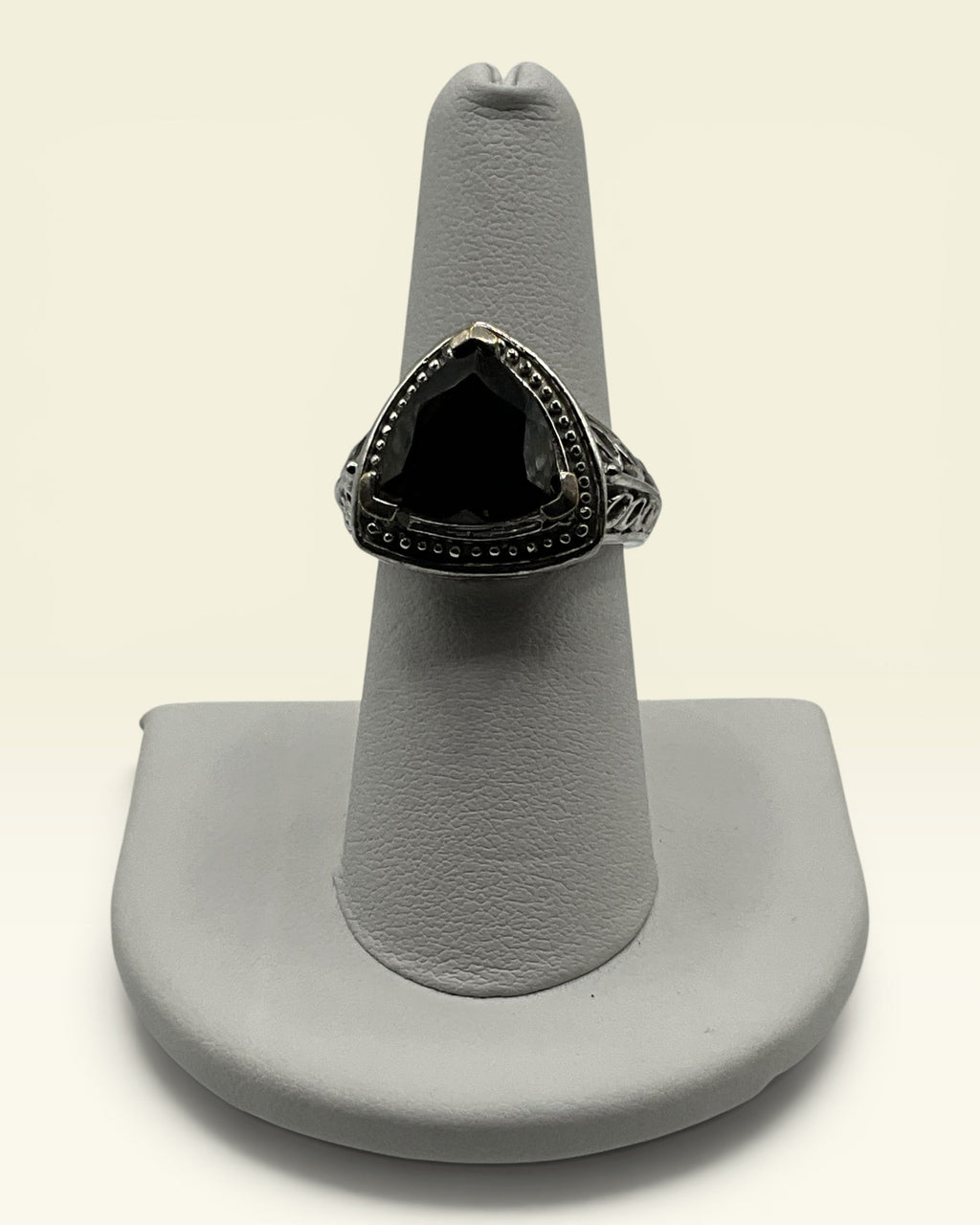 Sterling Silver Smoky Quartz Triangle Statement Ring - Estate Sale (Great Condition)