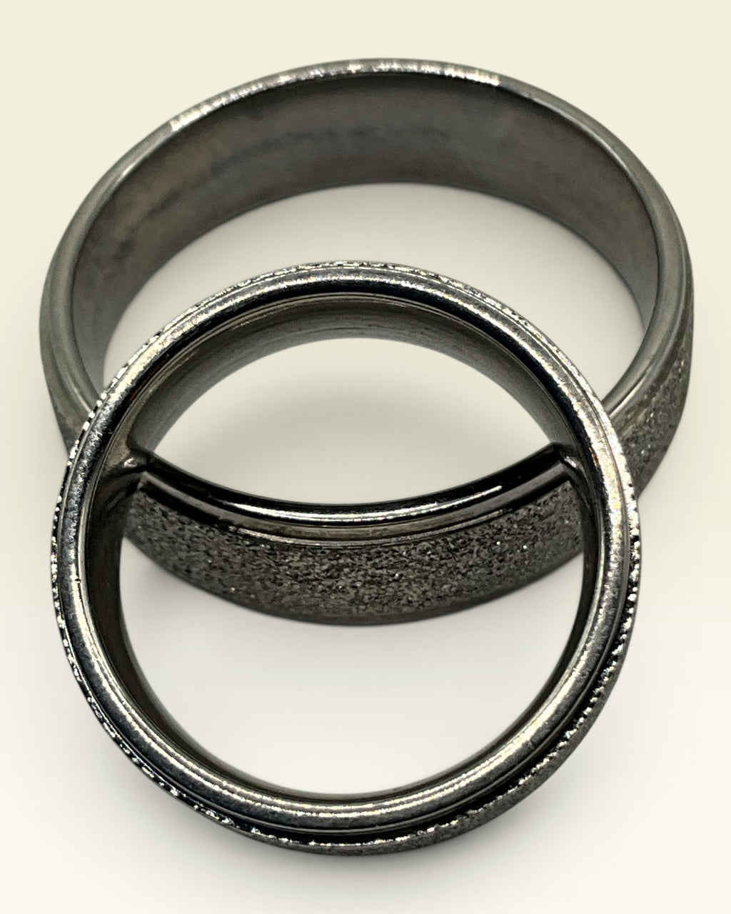 Modern Brushed Silver Tone Band Ring | Minimalist Unisex Textured Ring - Estate Sale (Great Condition)