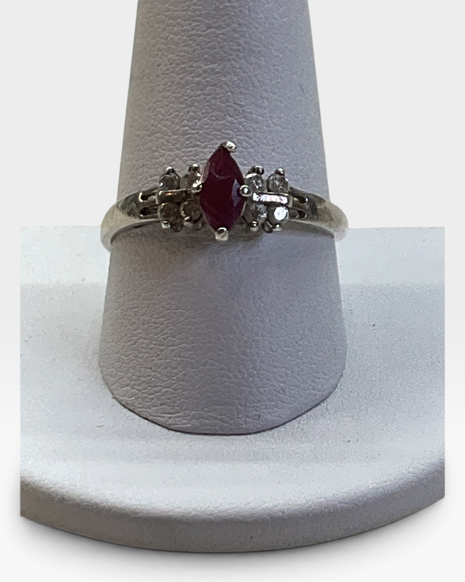 Vintage Ross Simons Ruby &  CZ Ring - Pre-Loved