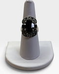 Sterling Silver Black Onyx and Marcasite Ring - Pre-Loved