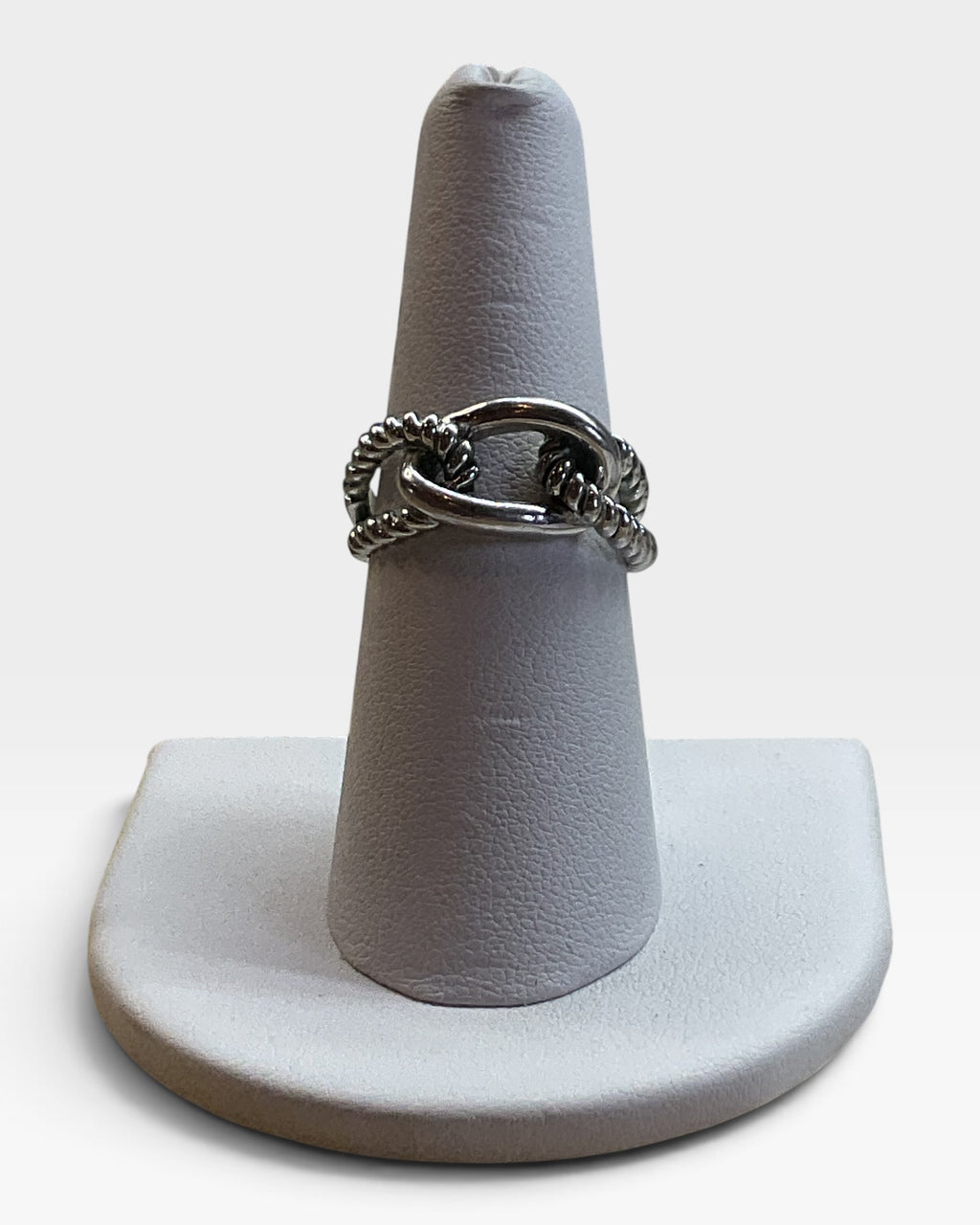 Vintage Lia Sophia Silver Tone Knot Large Cocktail Statement Ring