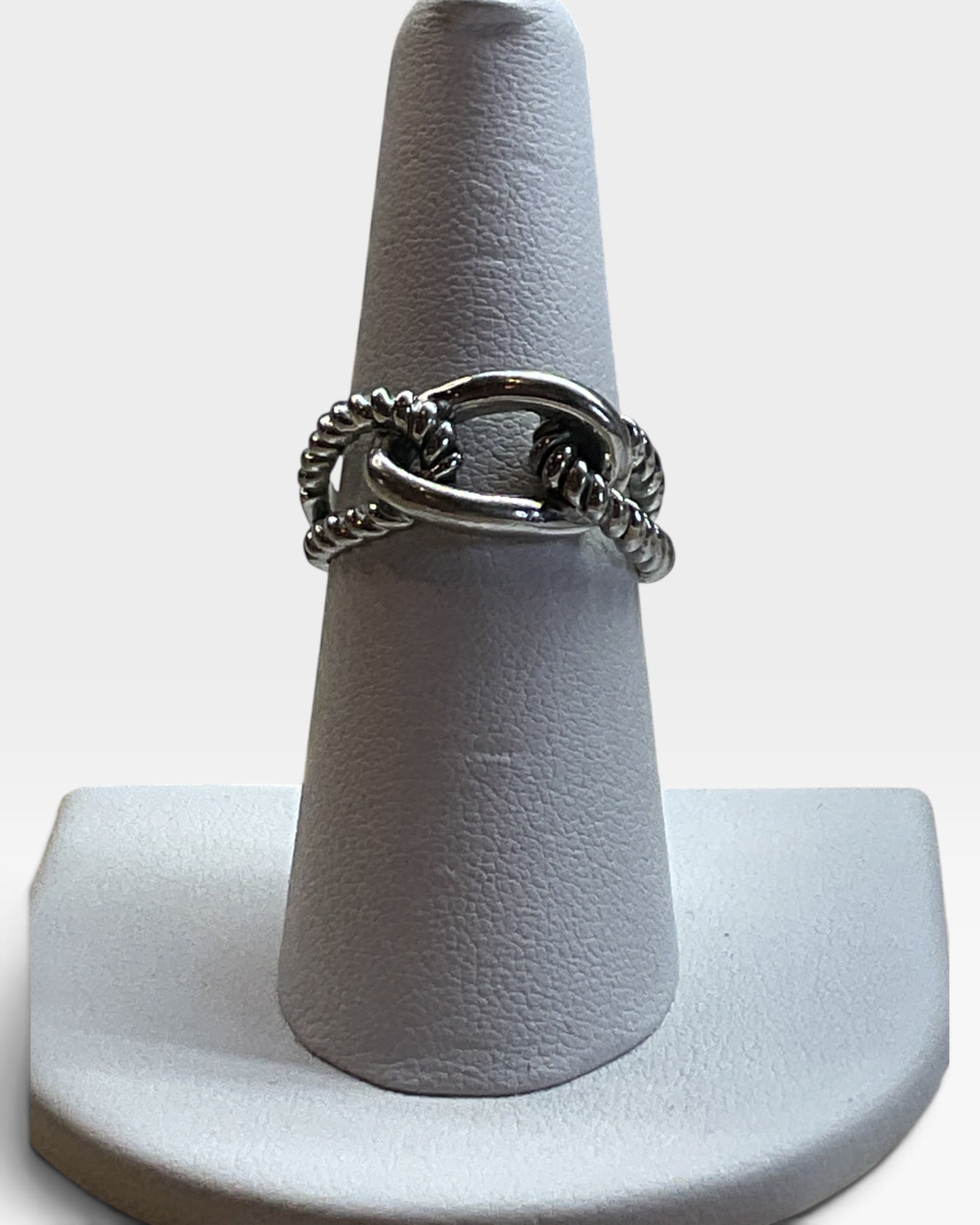 Vintage Lia Sophia Silver Tone Knot Large Cocktail Statement Ring