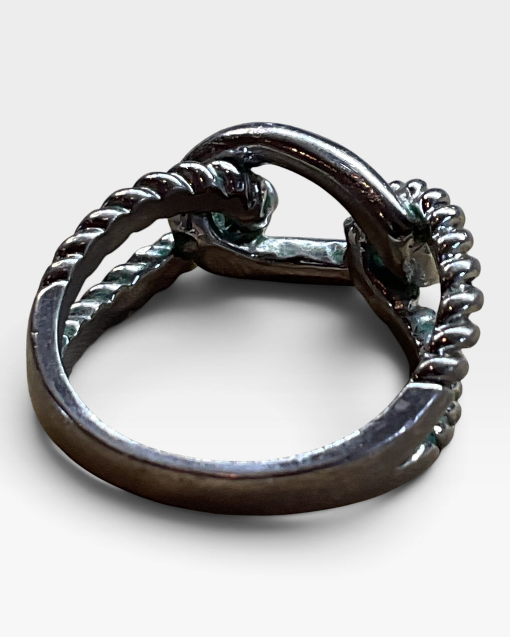 Vintage Lia Sophia Silver Tone Knot Large Cocktail Statement Ring