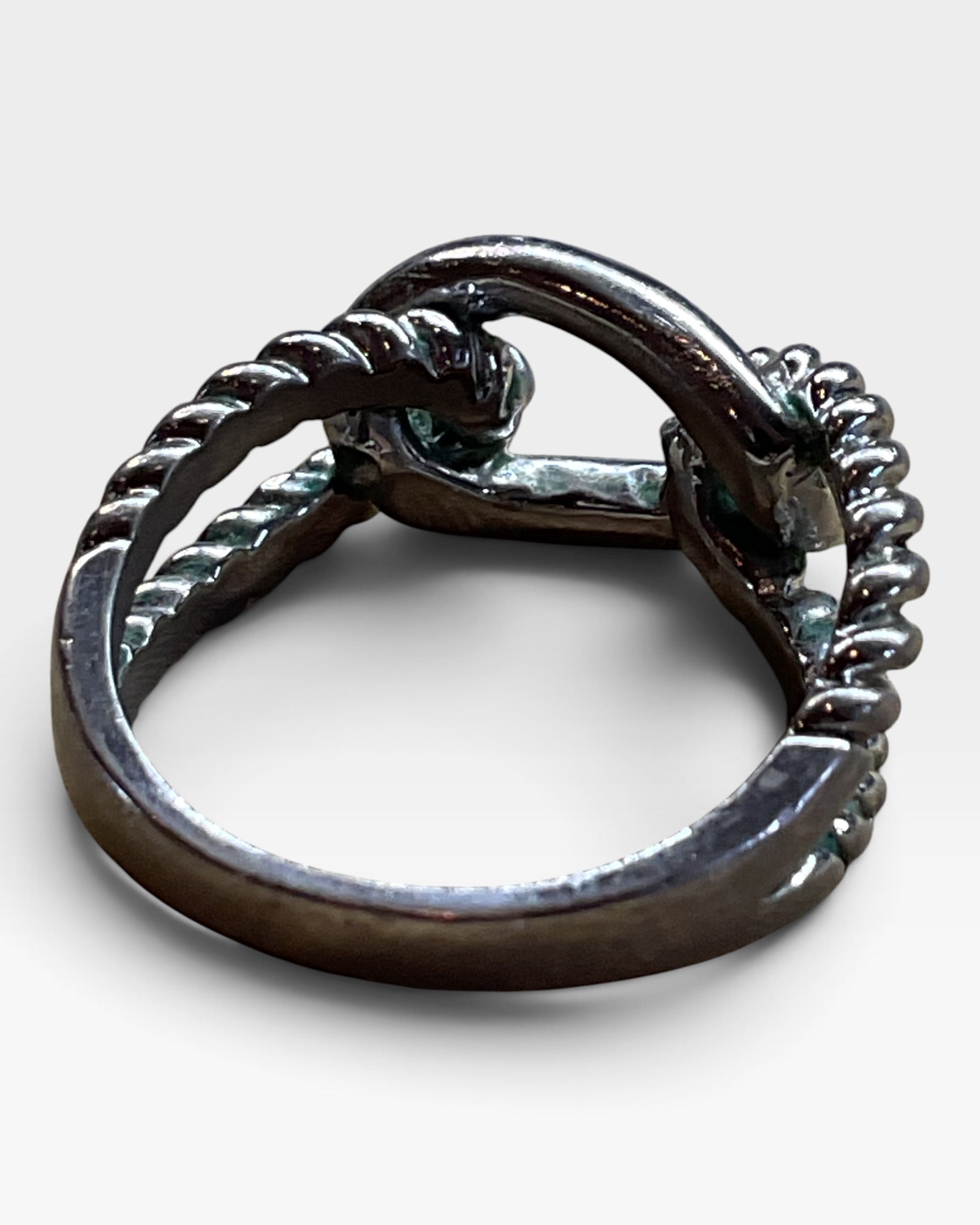 Vintage Lia Sophia Silver Tone Knot Large Cocktail Statement Ring