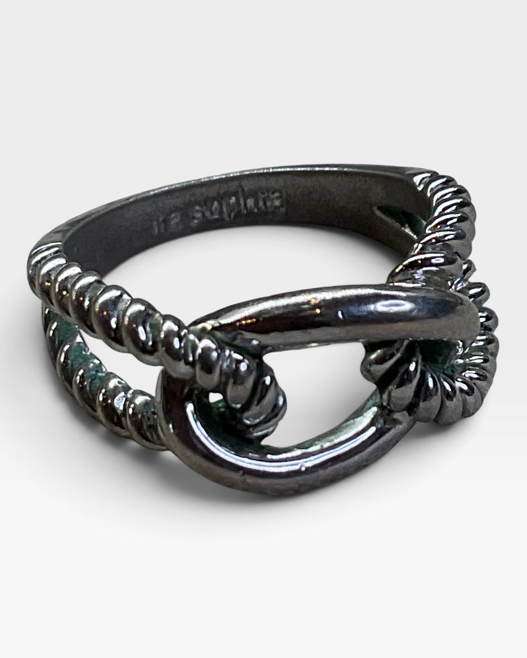 Vintage Lia Sophia Silver Tone Knot Large Cocktail Statement Ring