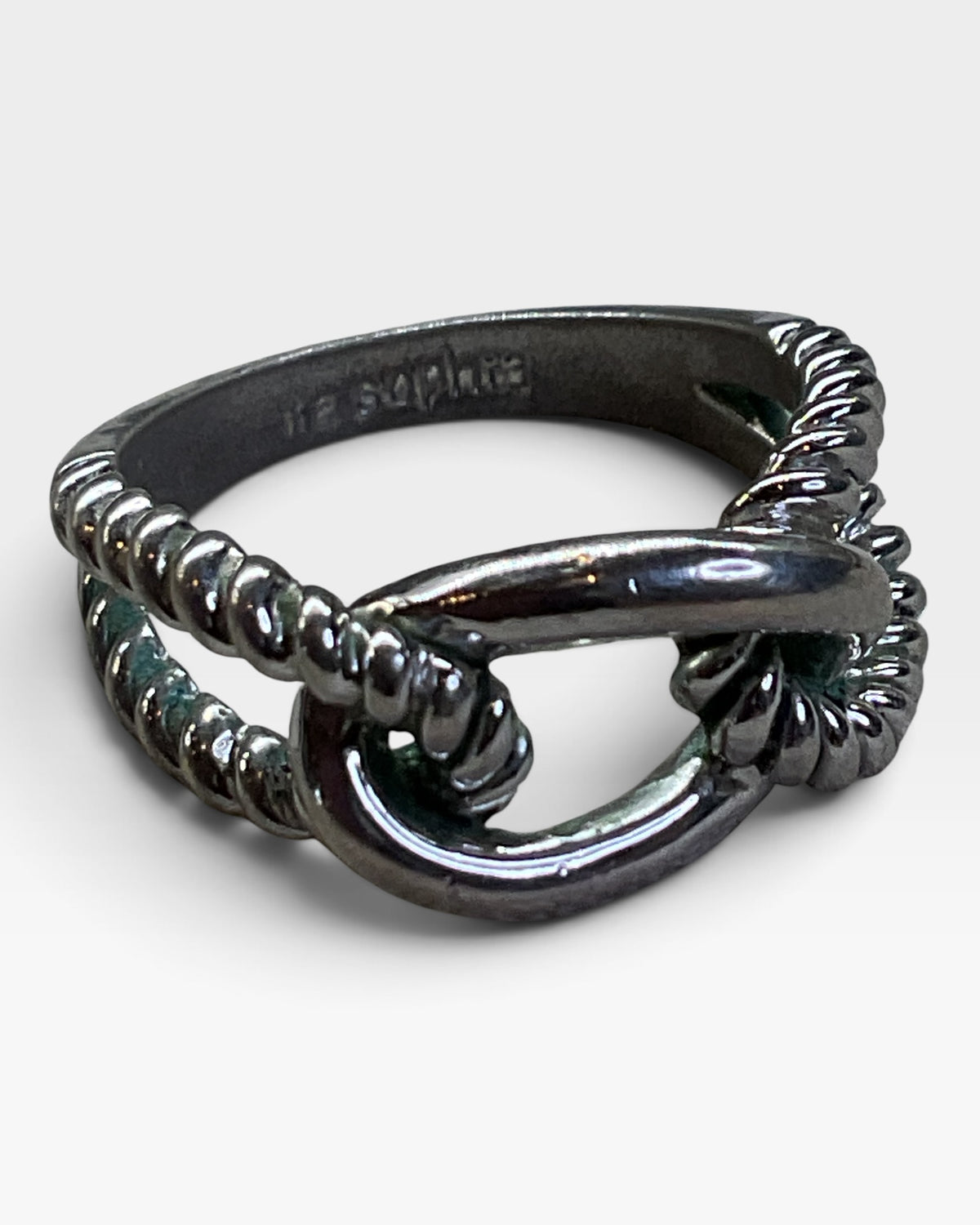 Vintage Lia Sophia Silver Tone Knot Large Cocktail Statement Ring