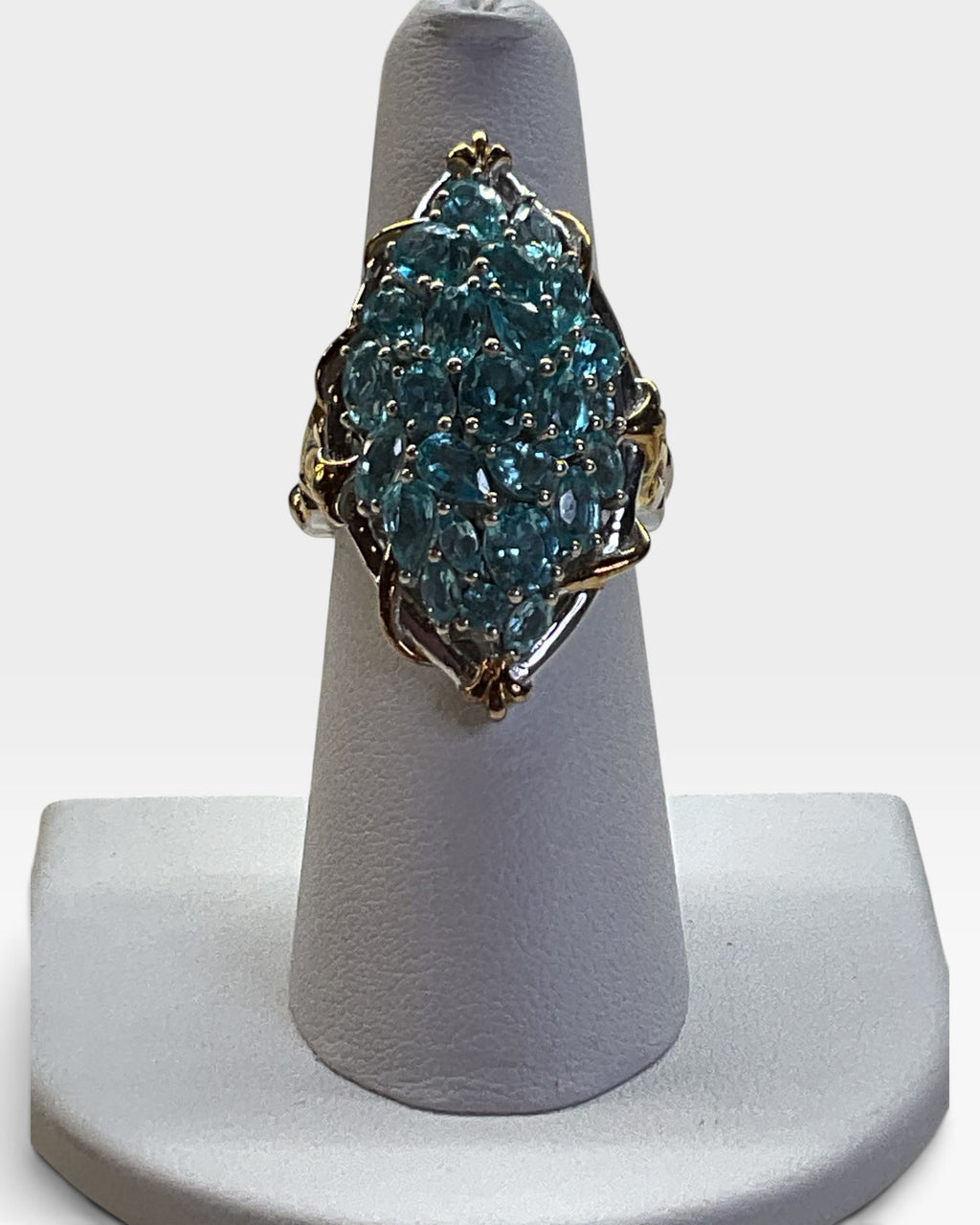 D. Joy Blue Apatite Cluster Ring in 18K Yellow Gold/Rhodium over Sterling Silver 4.80ctw Ring - Pre-Loved