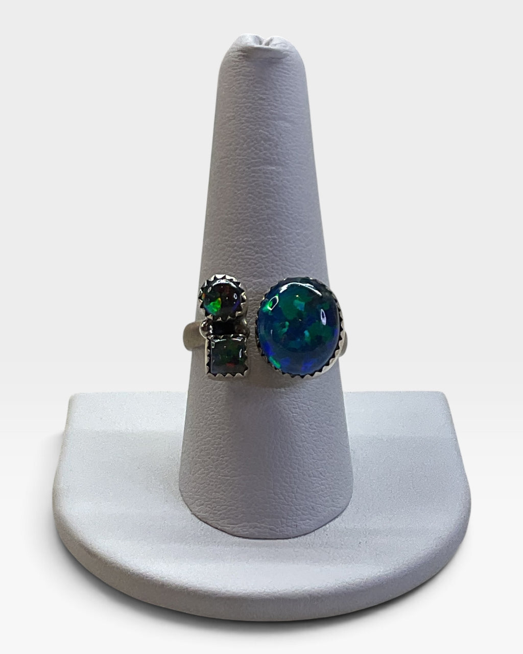 Sterling Silver Aurora Lab Opal Ring - Pre-Loved