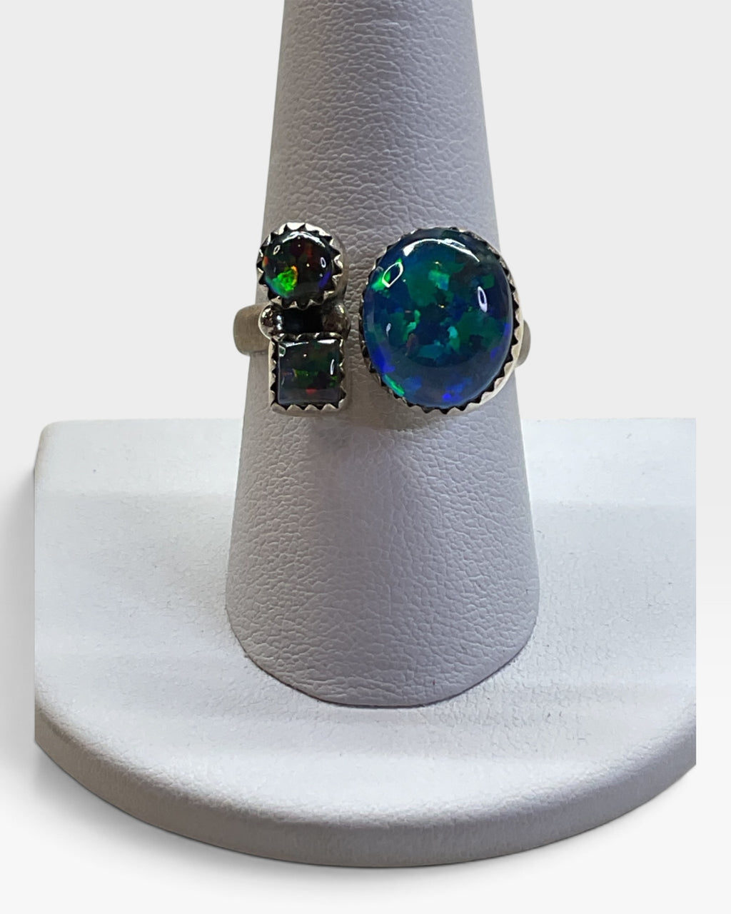 Sterling Silver Aurora Lab Opal Ring - Pre-Loved