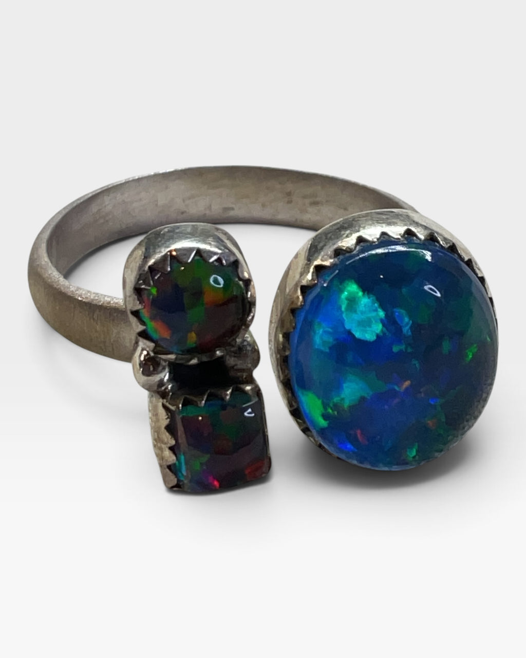 Sterling Silver Aurora Lab Opal Ring - Pre-Loved