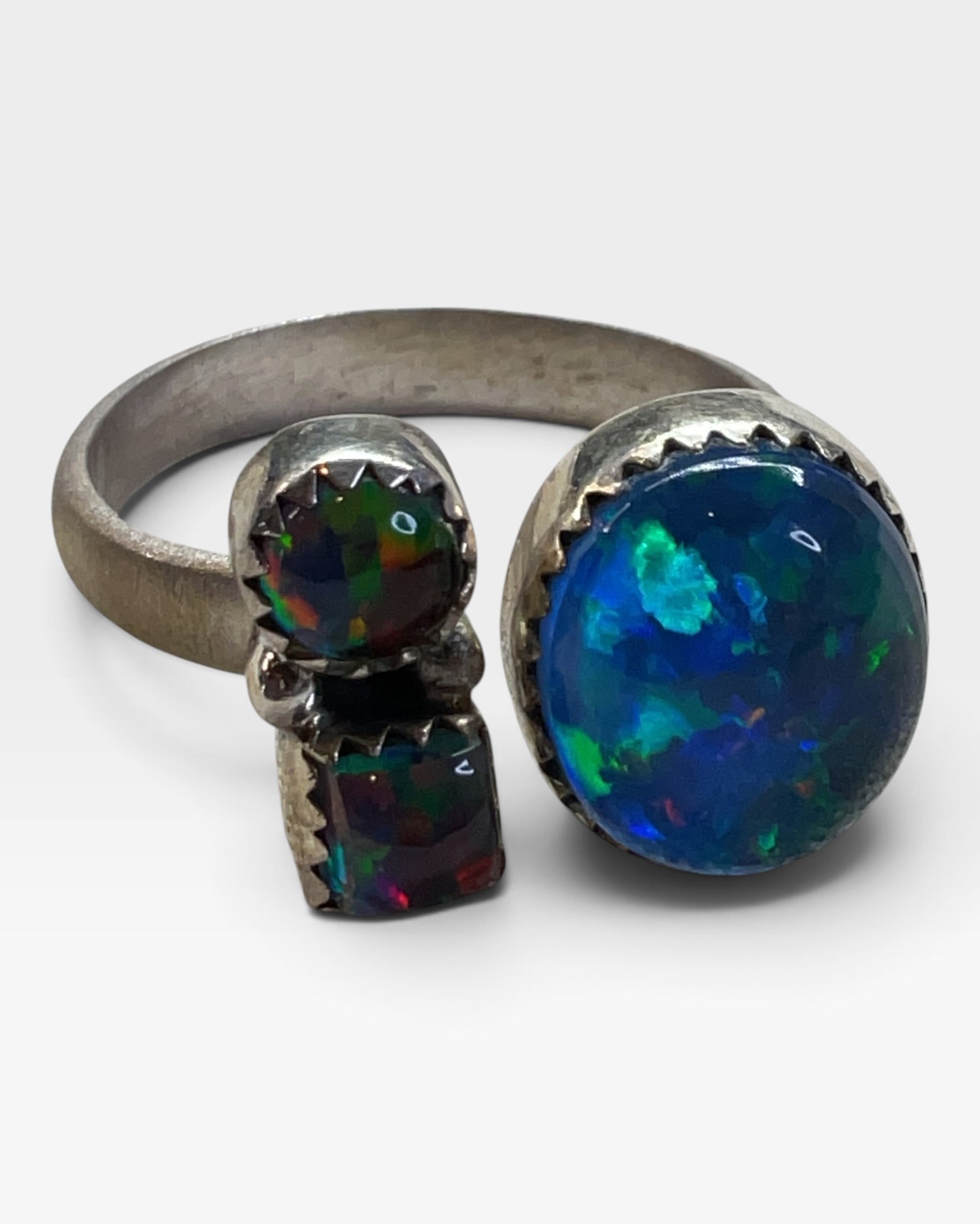 Sterling Silver Aurora Lab Opal Ring - Pre-Loved
