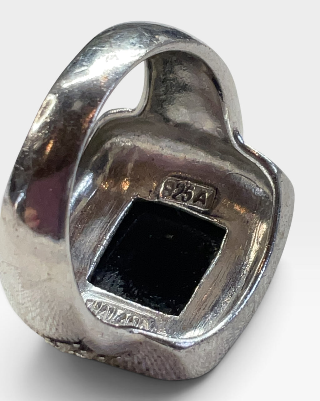 Sterling Silver Black Onyx and Marcasite Ring - Pre-Loved