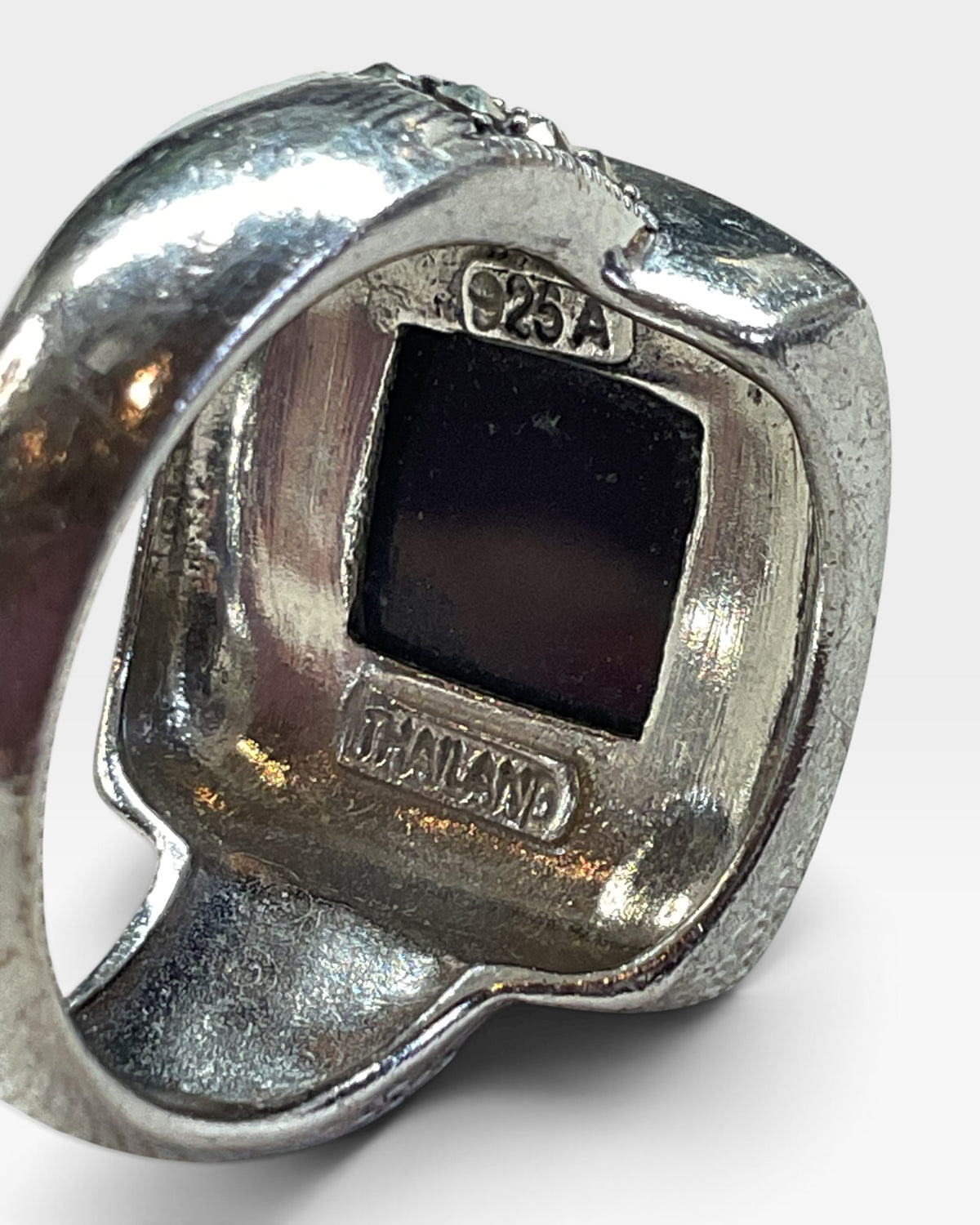 Sterling Silver Black Onyx and Marcasite Ring - Pre-Loved