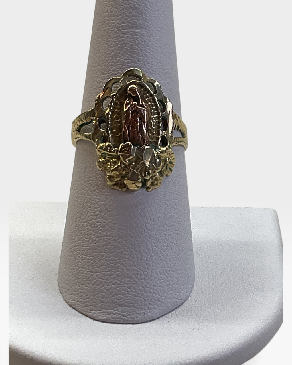 14K Multi Colored Gold Virgin Mary Ring - Pre-Loved