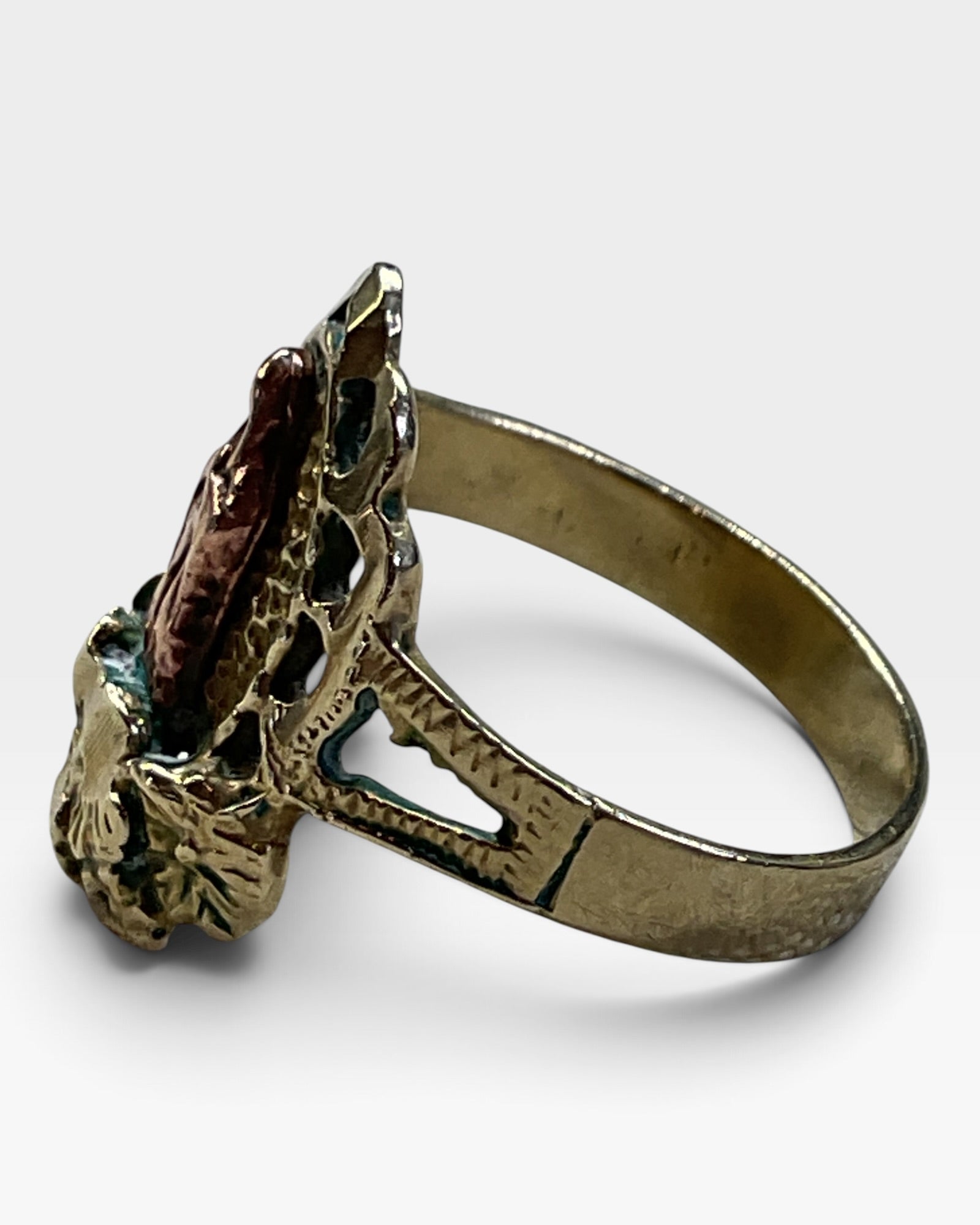 14K Multi Colored Gold Virgin Mary Ring - Pre-Loved