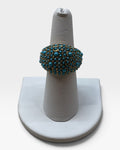Kenneth Jay Lane Gold Pave Turquoise Cabachon Dome Cocktail Ring - Pre-Loved