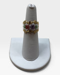 Vintage Park Lane Cigar Wide Enamel Flowers Ring - Pre-Loved